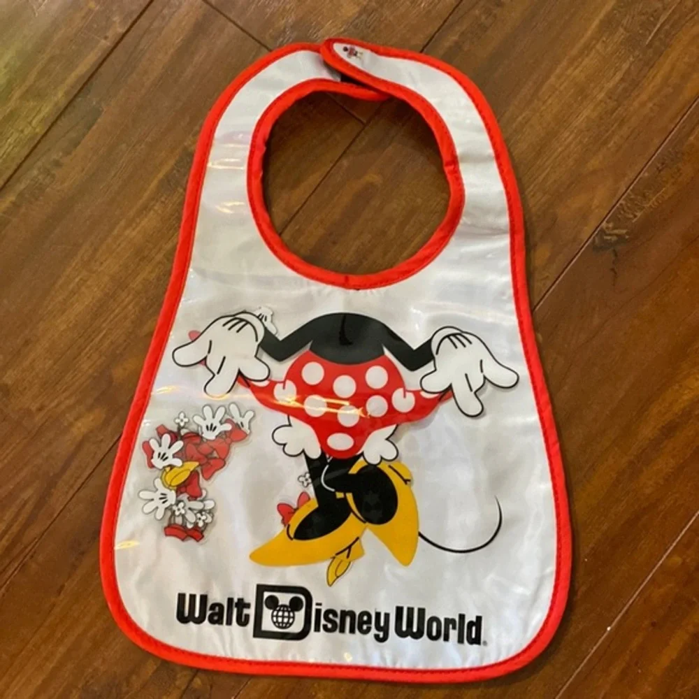 Bib WDW Walt Disney World resort Minnie Mouse wipeable bib‎ with shaker items